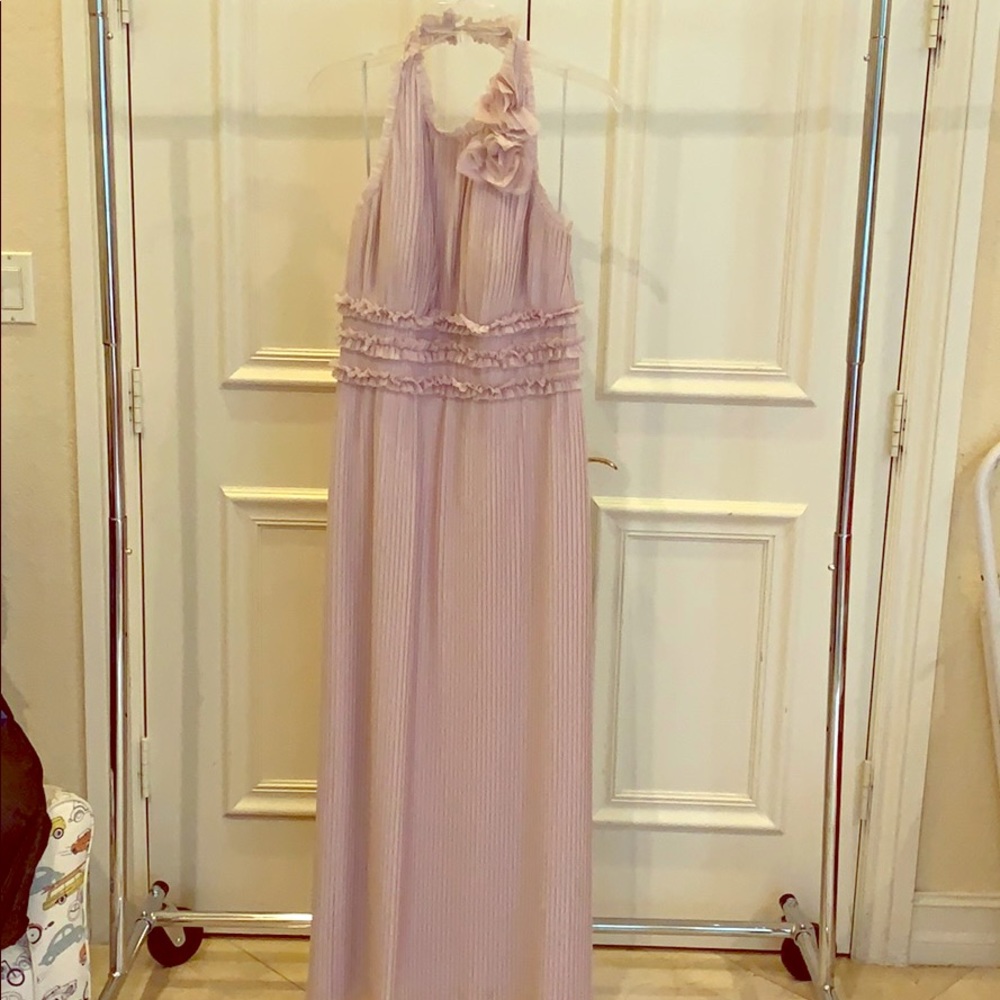 JS COLLECTIONS Pleated Mesh Halter DRESS